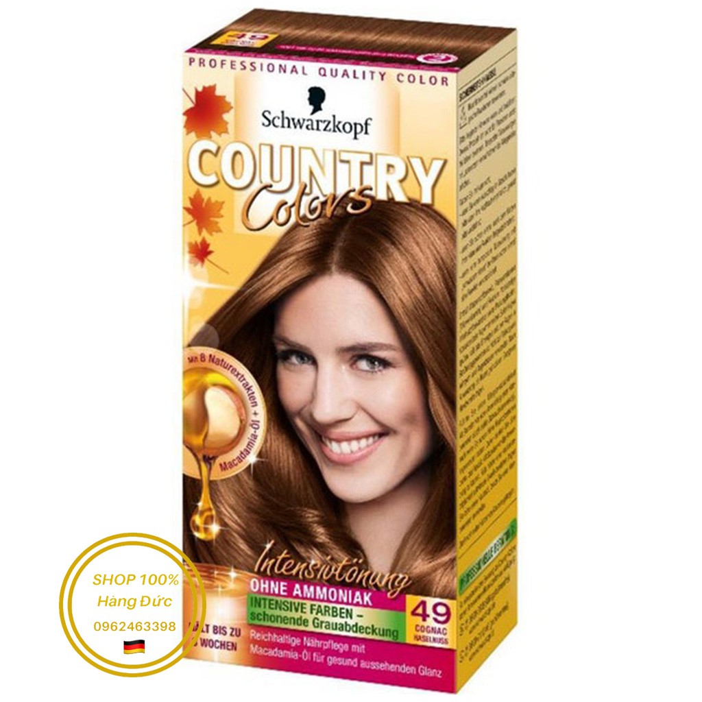 Thuốc nhuộm tóc Schwarzkopf Country colors 49 màu vàng socola - Hàng Đức 100%