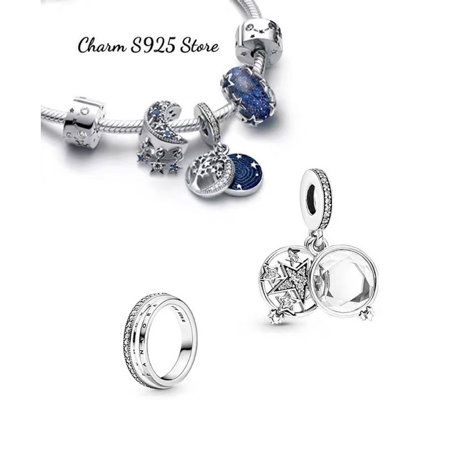 charm pan treo ngôi sao đính đá trắng bạc s925 cao cấp