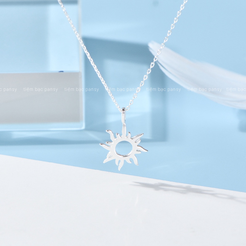 Dây chuyền bạc nữ PANSY hình mặt trời cuốn hút, vòng cổ hoa mặt trời The Sun bằng bạc ta 925