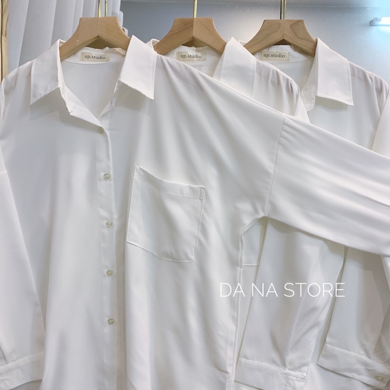 Áo sơmi trắng nữ basic form rộng hot trend 2022