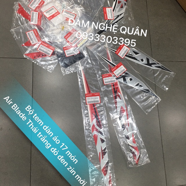 Bộ tem dàn áo Air Blade Thái (17 món) trắng đỏ đen zin Thái mới 100% 💰 780,000 VND / 1 bộ 17 món