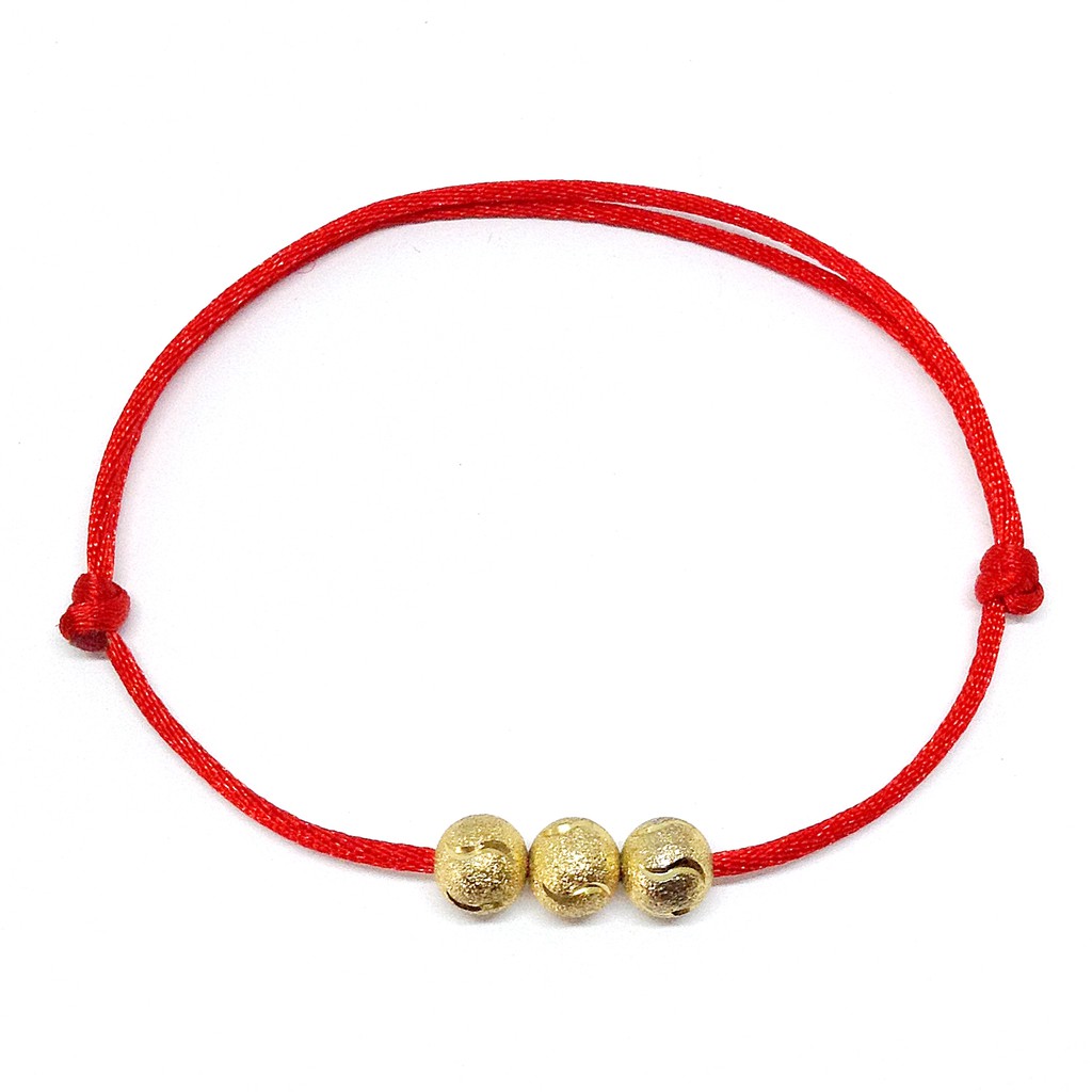 Vòng chân chỉ đỏ may mắn 3 bi hạt vàng khóa trượt - Lắc chân phong thủy bình an nam nữ | BigBuy360 - bigbuy360.vn