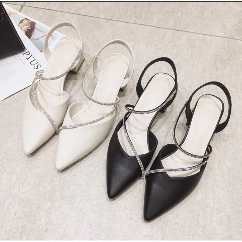 SANDAL MŨI NHỌN BỊT MŨI QUAI ĐÁ 5P