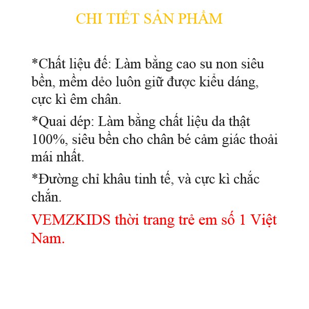 Dép sandal vạch trắng VEMZKIDS cho bé trai,bé gái