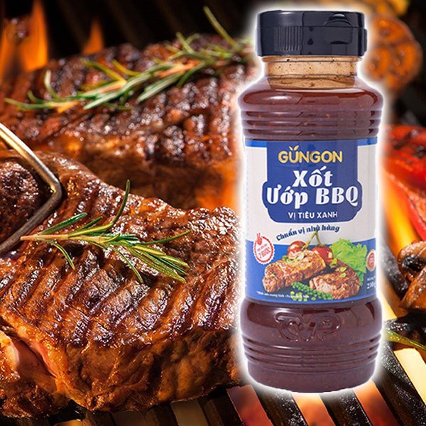 Xốt ướp thịt nướng BBQ vị Tiêu Xanh, Gia vị ướp đồ nướng Gungon 240G