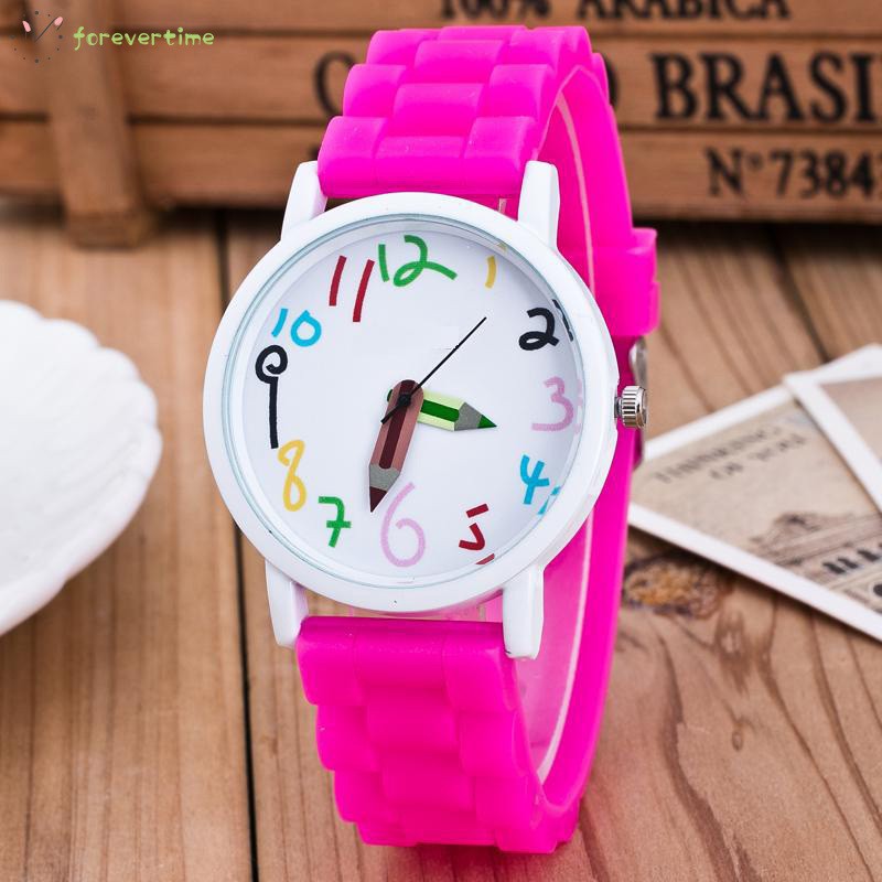 ☞ Phụ kiện trang sức☜ Silicone Watches Children Pencil Pointer Student Watch Quartz Wristwatches Gift Watches