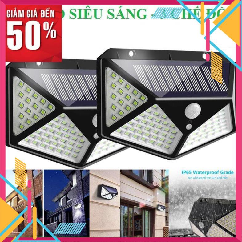 Đèn năng lượng mặt trời cảm biến chuyển động 100 bóng led sạc tích điện chiếu sáng cảm ứng người thông minh