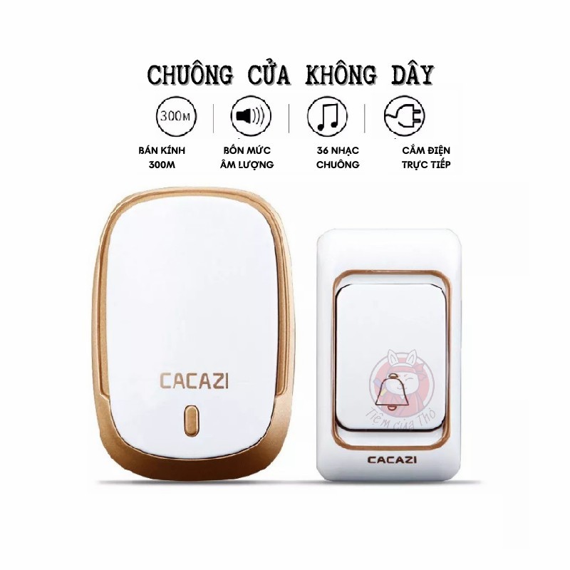 Chuông cửa không dây Cacazi báo khách thông minh xuyên tường bán kính 300M