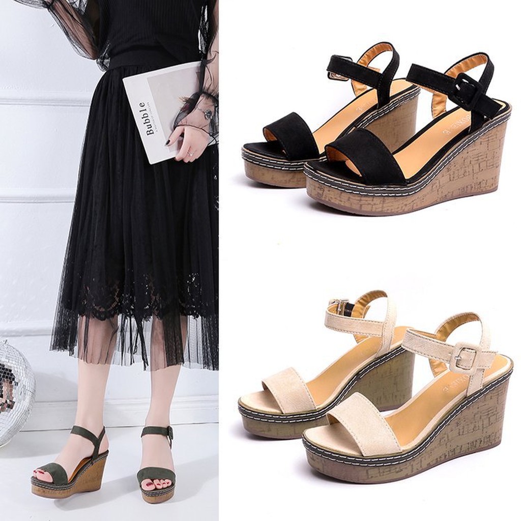 XẢ KHO (S99) Sandal nữ đế xuồng da lộn 10 phân (mã 1906- sandal xuồng)