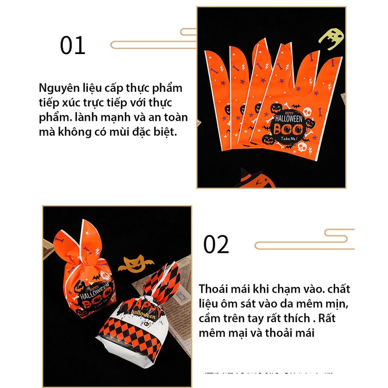 Túi đựng bánh/kẹo, bao bì đựng bánh kẹo chủ đề Halloween, 15*23 - VUA BAO BÌ