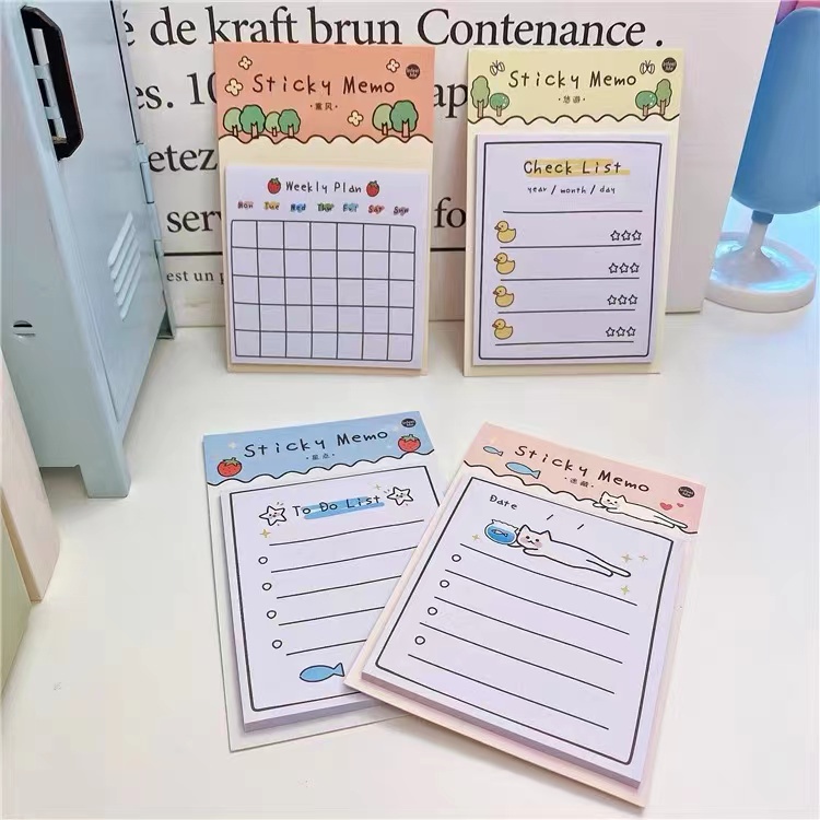Giấy ghi chú lên kế hoạch hàng tuần dễ thương