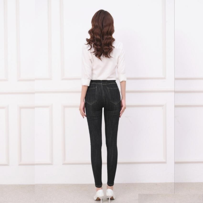 Quần jean nữ skinny đen đáy cao siêu co giãn hack dáng hàng VNXK RUBIE JEANS 2934