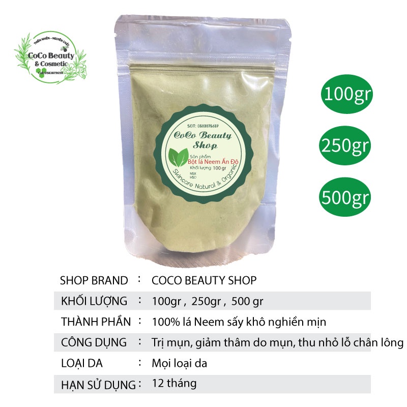 100GR Bột Lá Neem Ấn Độ nguyên chất organic - Bột handmade loại I