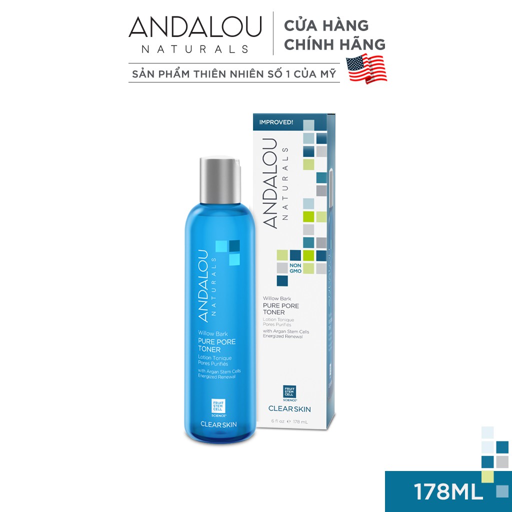 Nước Cân Bằng Da Dành Cho Da Dầu Andalou Naturals Clear Skin Willow Bark Pure Pore Toner 178ml