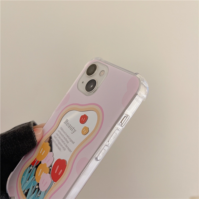 Ốp lưng iphone Ốp Điện Thoại Tráng Gương Họa Tiết Hoa Tulip Cho iPhone13Promax 14pro 6/6splus/7/7plus/8/8plus/x/xr/xs/11/14pro/13/pro/max/plus/promax Dinuo case