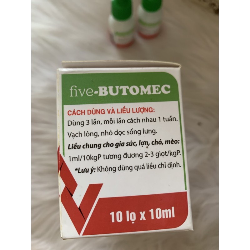 10ml five BUTOMEC - ve, rận, ghẻ, bọ chét trên chó mèo, nhỏ ngoài da