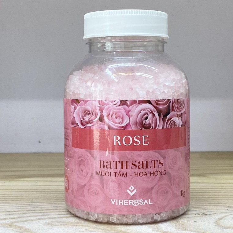 Muối tắm hoa hồng Viherbsal tẩy tế bào chết. Muối tắm ngâm bồn hũ 1kg Tinh Dầu 100 Shop