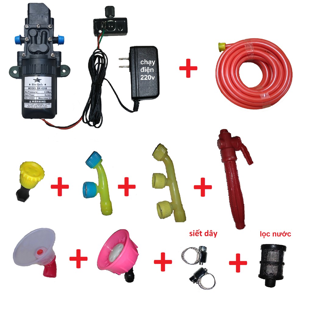 bộ bơm tăng áp mini 12v tưới cây - máy bơm nước mini 12v - bơm tắng áp mini 12v