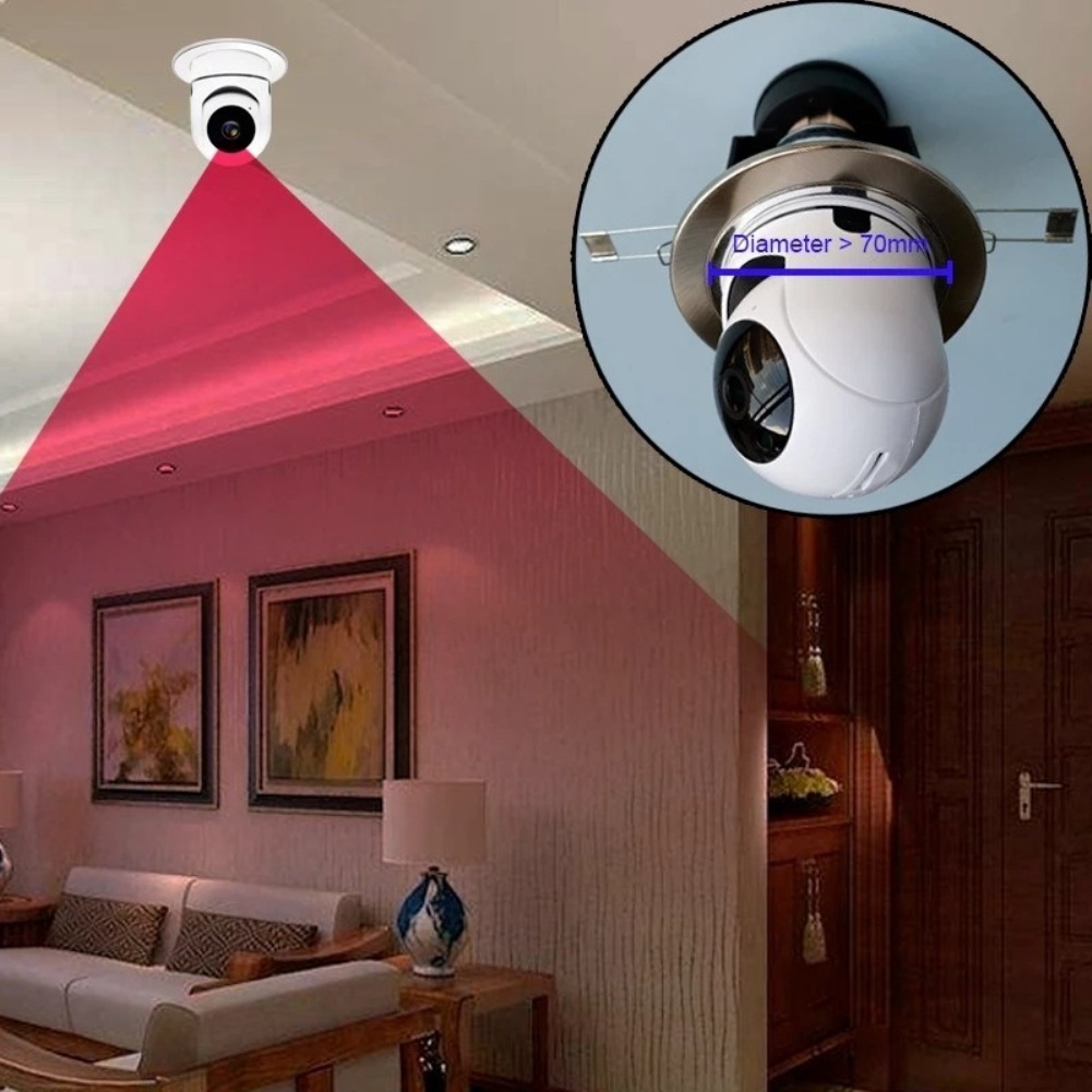 Camera wifi 1080P dạng hình bóng đèn có thể xoay 360 độ đuôi đèn E27 kết nối với điện thoại