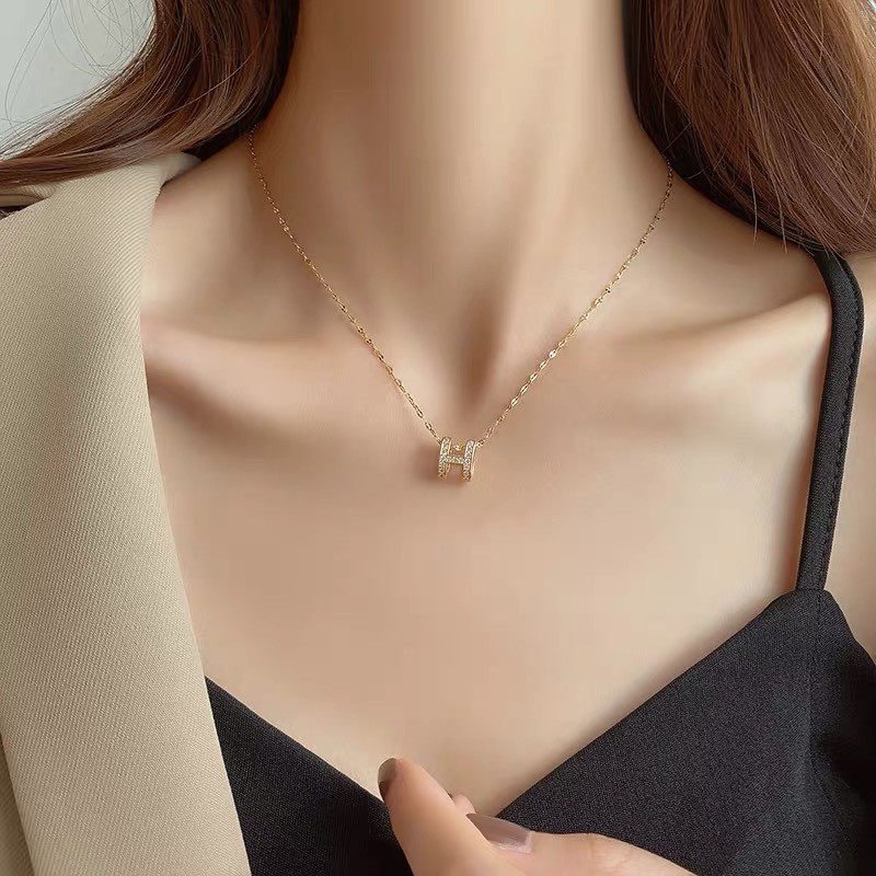 Dây Chuyền Mạ Vàng 18k Mặt Chữ H Đơn Giản Thời Trang Cho Nữ