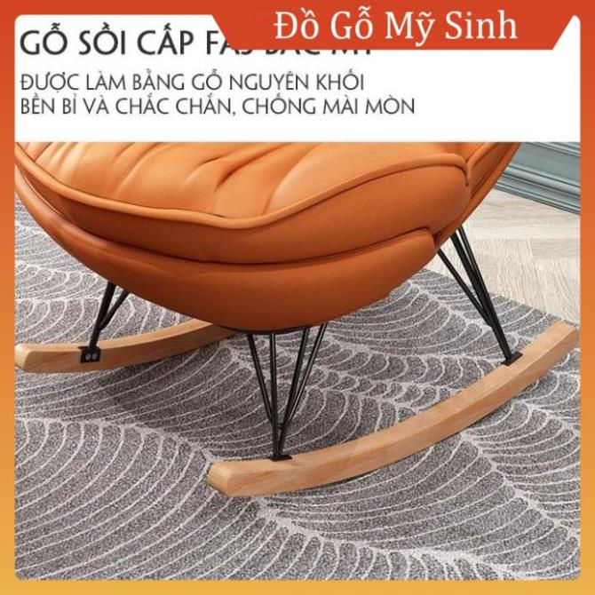 Ghế thư giãn bập bênh tặng kèm đôn để phòng khách ghế ngồi sofa da , Đồ gỗ nội thất gia đình cao câp