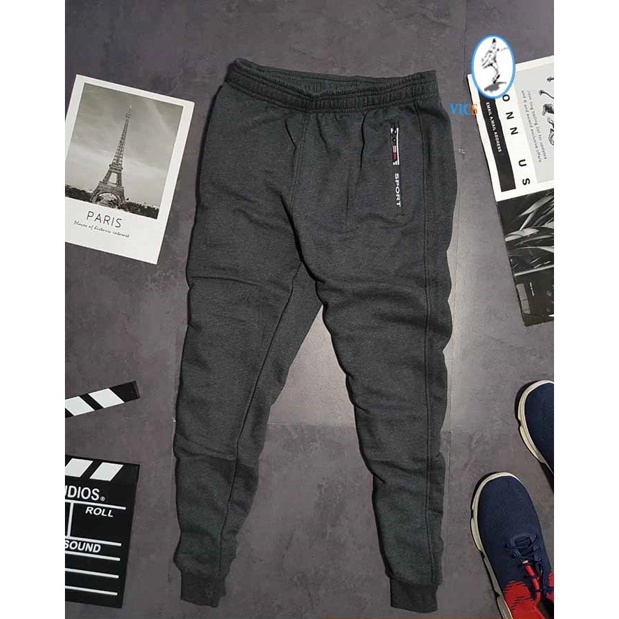 Quần Jogger Nam Thun Co Giãn Mềm Mịn Khóa Túi Ống Bo Unisex