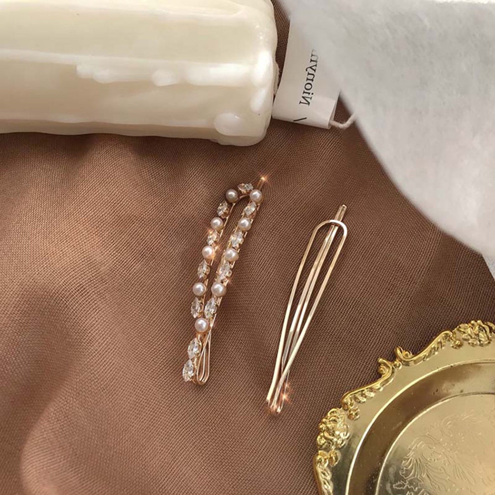 Kẹp tóc kim loại đính ngọc trai nhân tạo thời trang cho nữ