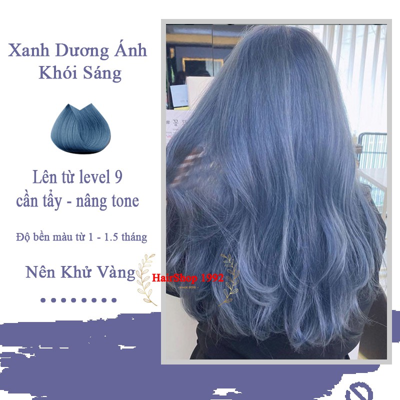 Thuốc Nhuộm Tóc Màu Xanh Dương Ánh khói Lên Từ Tone 8 ( Tặng Tẩy + Trợ Nhuộm )