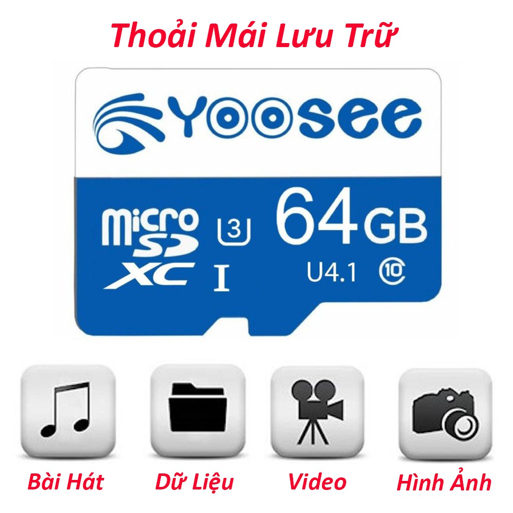 Thẻ nhớ Yoosee 64GB tốc độ cao up to 100MB/s hỗ trợ quay video full HD, video 2K, video 4K | BH 60 Tháng