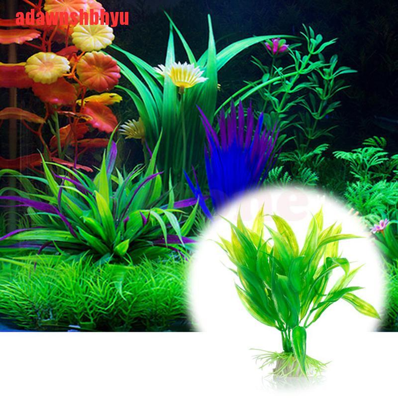 [adawnshbhyu]Plastic Manmade Water Plant Grass Green 15cm Height for Aquarium