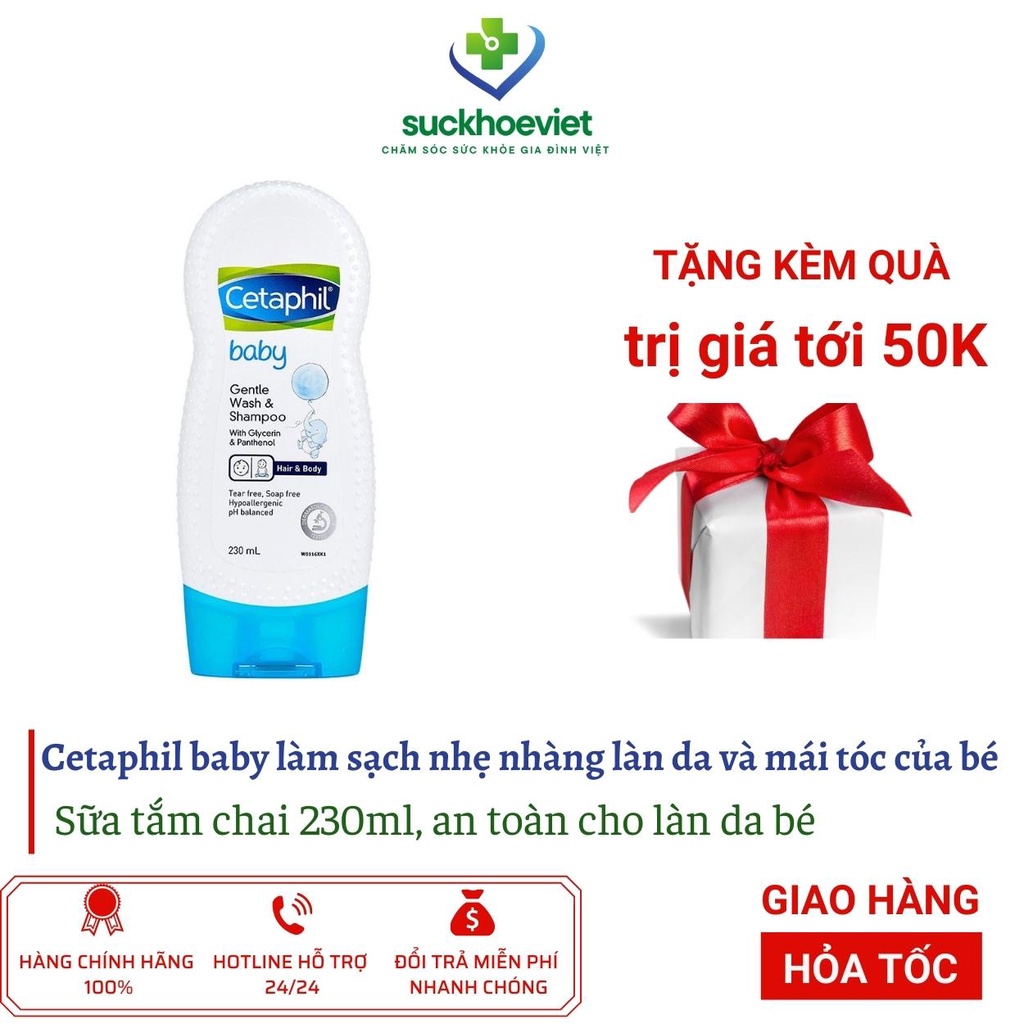 [DATE XA] Cetaphil Baby Gentle Wash &amp; Shampoo sữa tắm gội toàn thân cho bé - Chai 230ml