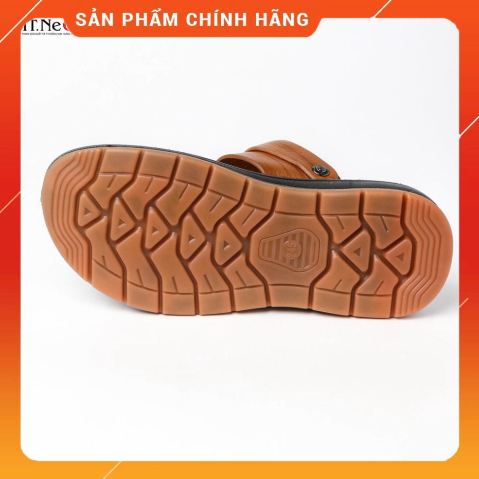 Sandal nam- dép nam cao cấp HT.NEO da bò nguyên miếng mềm, bóng đẹp, đường keo đế chắc chắn đế kếp 3.5 cm (SD89-NS)