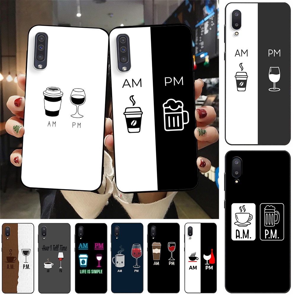 Ốp điện thoại Silicone mềm màu đen in hình ly rượu/cà phê cho Samsung A6 2018 A6 Plus 2018 A7 2018 A8 2018 A8 Plus 2018