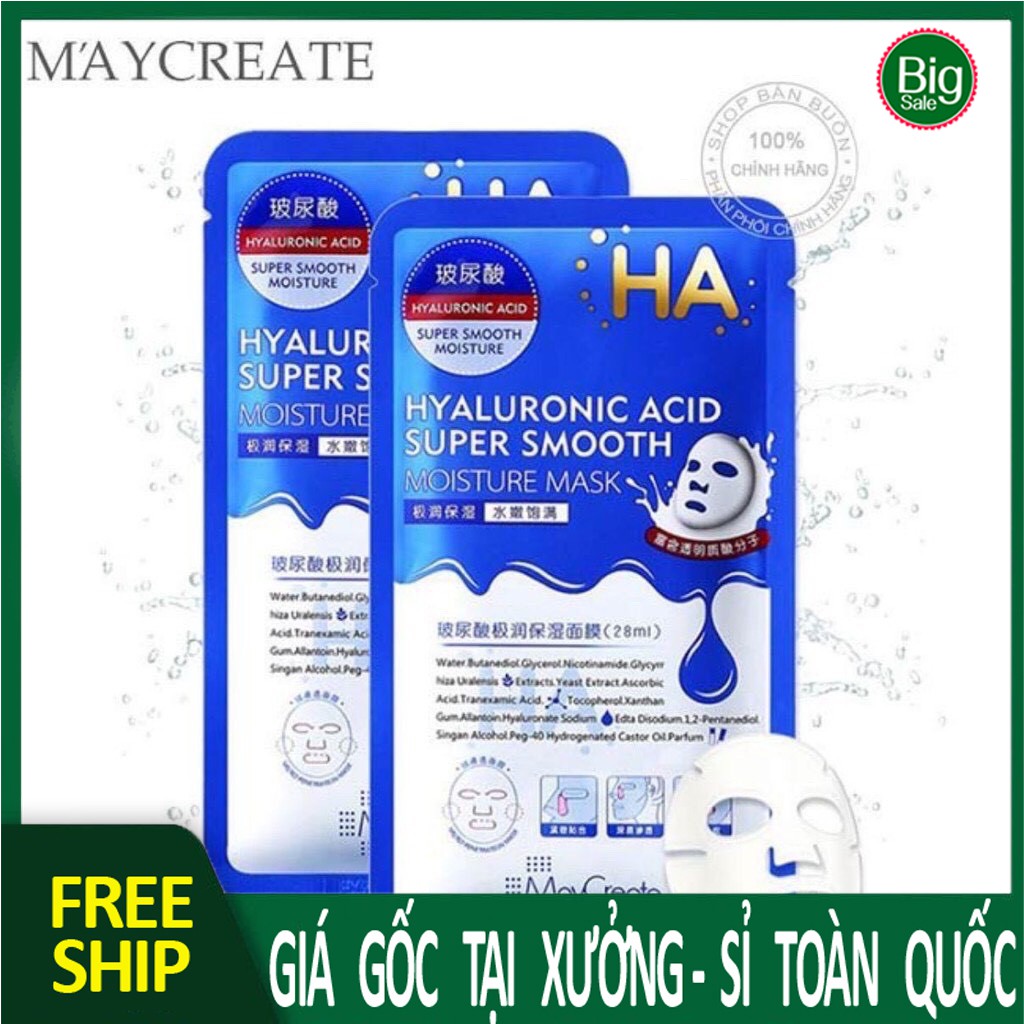 Mặt Nạ Dưỡng Ẩm Trắng Da -mặt nạ thải độc giảm thâm giảm mụn HA Hyaluronic Acid Maycreate PL4 5.0 BIGSALEMART A26