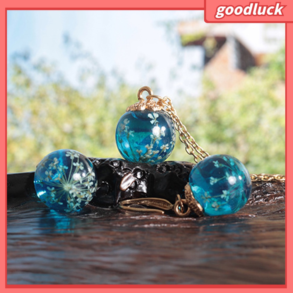 Bộ Vòng cổ + Bông Tai Thời Trang Đính Hoa Khô Cho Nữ