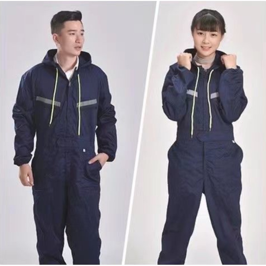 Áo Khoác Liền Thân Bảo Hộ Lao Động Có Mũ Trùm Phản Quang