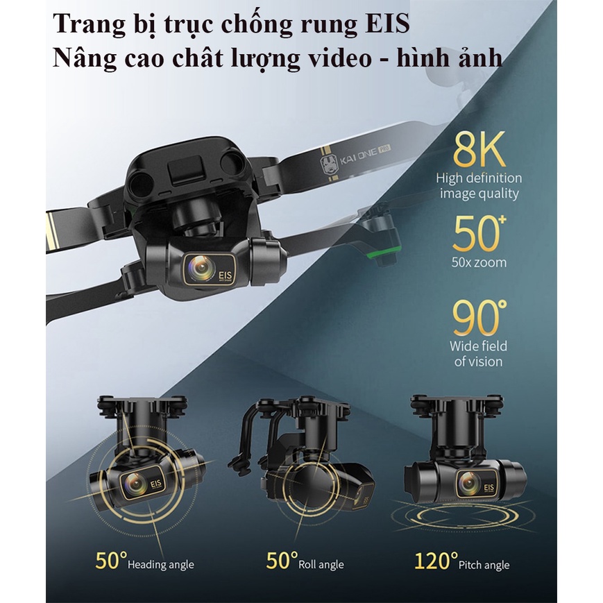 Flycam Camera 4K KAI ONE MAX Cảm Biến Chống Va Chạm, Định Vị GPS, Chống Rung Điện Tử Và Gimbal, Động Cơ Không Chổi Than