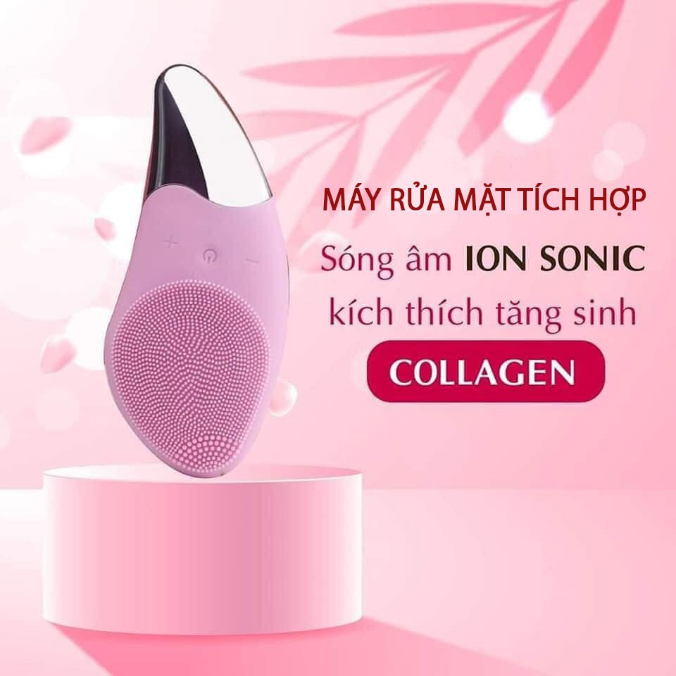 (LOẠI TỐT) Máy Rửa Mặt dài SONIC CLEANSER  MASSAGER CẦM TAY,MÁY tay Silicon - Tẩy Tế Bào Chết-máy mát xa ion, và