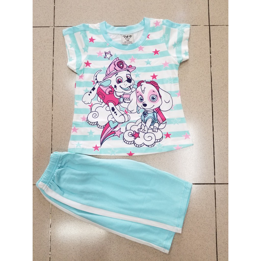 Bộ thun cotton bé gái in paw sky biệt đội cứu hộ