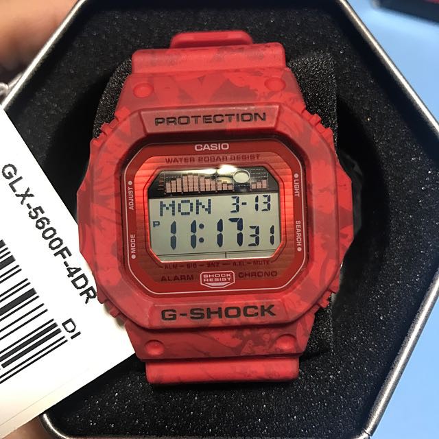 Đồng Hồ Casio Nam G Shock GLX-5600F-4DR Dây Nhựa Màu Đỏ - Mặt Vuông - Đồ Thị Thuỷ Triều