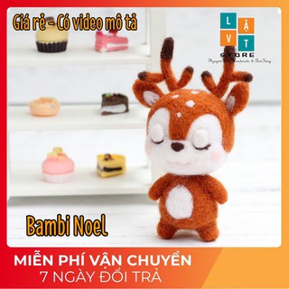 [Có Hướng dẫn làm] Kit Len chọc - Needle Felt bé Nai Ngủ Quên
