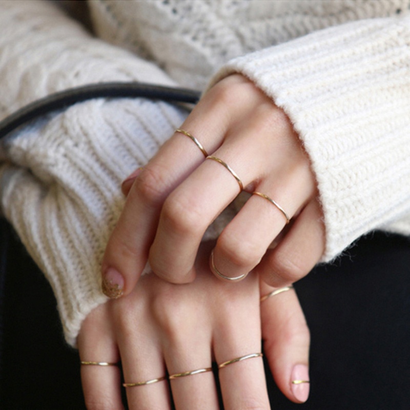 Set 10 Nhẫn Trơn Đơn Giản Cổ Điển Cho Nữ