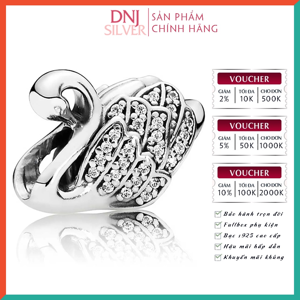 Charm bạc 925 cao cấp, hàng chuẩn bạc - Charm Majestic Swan thích hợp để mix vòng tay charm - DN308
