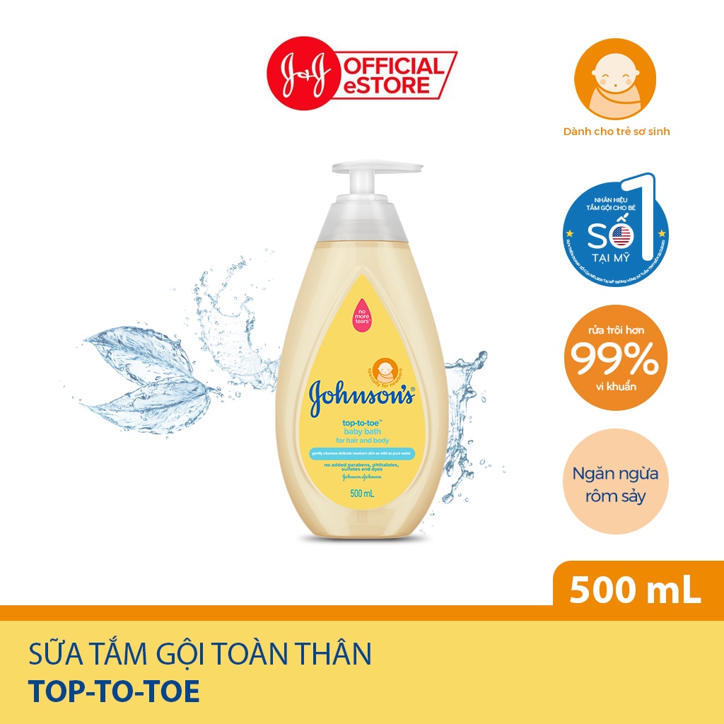 Combo 2 Chai Sữa tắm gội toàn thân Johnson's TOP TO TOE - Dung Tích 500mlx2 - 540022531