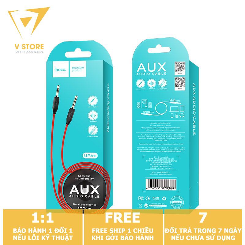 CÁP ÂM THANH 2 ĐẦU 3.5MM HOCO UPA11 JACK AUDIO AUX 1M KẾT NỐI ĐIỆN THOẠI XE HƠI Ô TÔ LOA