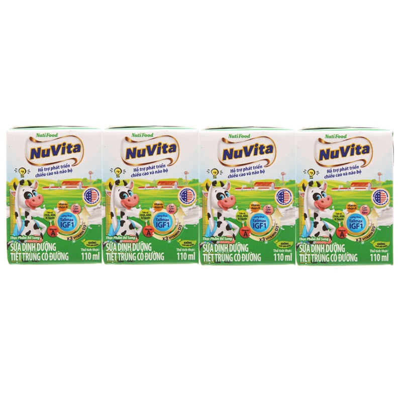 Sữa dinh dưỡng tiệt trùng Nutvita Có đường 110ml NACD110AK - Thương Hiệu NUTIFOOD - YOOSOO MALL