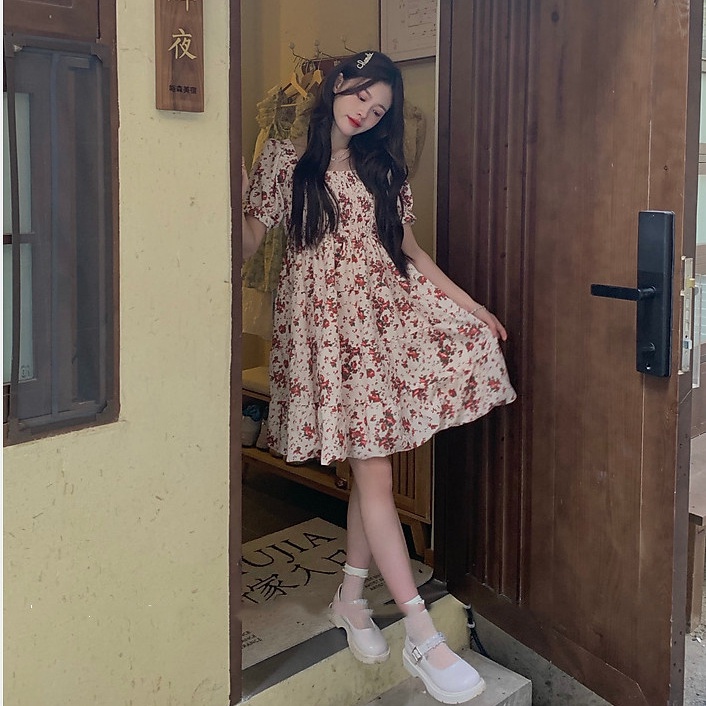 Đầm Công Chúa Họa Tiết Hoa Xinh Xắn Cho Nữ