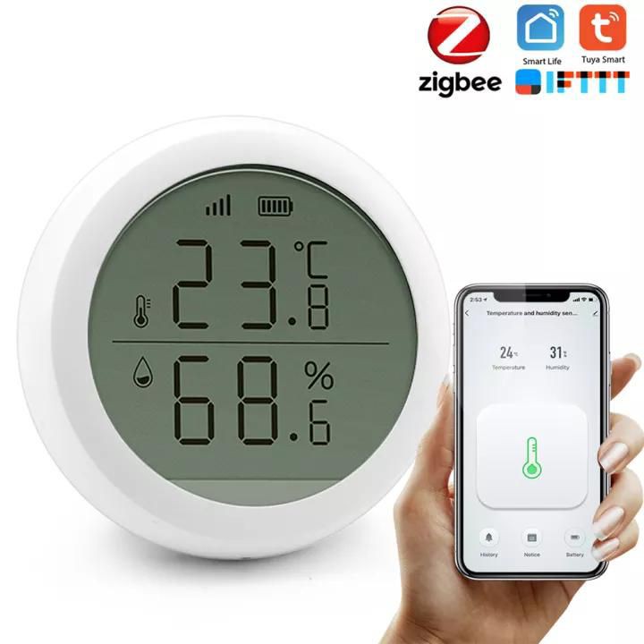 [bh 3 tháng]Đồng Hồ Cảm Biến Nhiệt Độ Độ Ẩm Tuya Zigbee Có Hiển Thị Màn Hình