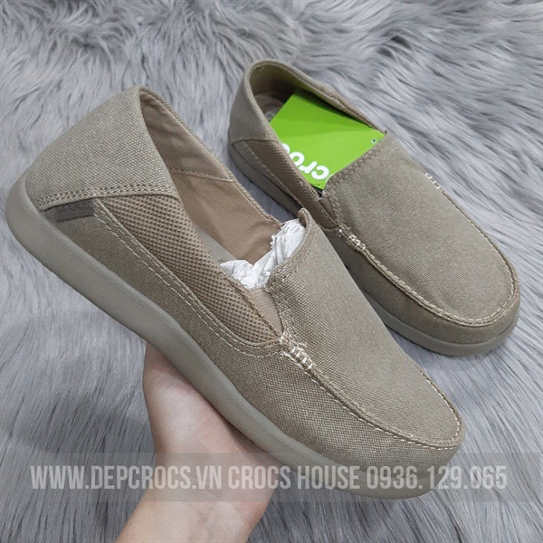 Giày crocs nam walu santa cruz 2 đi bộ êm chân, giày lười crocs bằng vải kaki đế cao miếng lót tháo rời - Crocs House