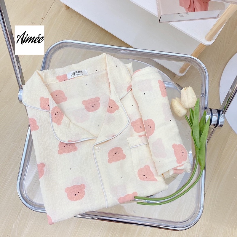 Bộ đồ ngủ nữ FREESHIP Đồ mặc nhà -Bộ ngủ nữ -cotton giấy dài tay mặc nhà cute